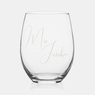 Wedding Client Gift Custom Name and Business Logo Stemless Wine Glass