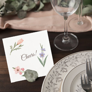 Wedding Cocktail Napkin with Botanical Design