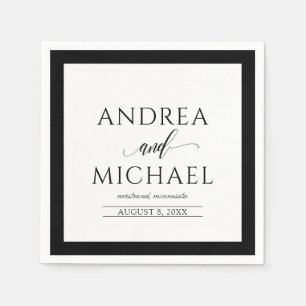 Wedding Cocktail Napkins Luxe Calligraphy (Black