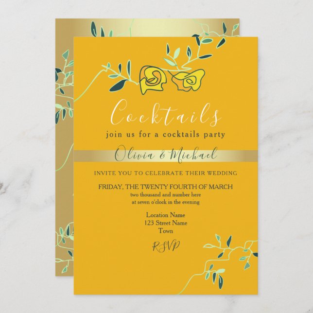 Wedding Cocktail Party Invitation (Front/Back)