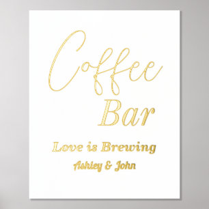 Wedding Coffee Bar Gold White Foil Prints