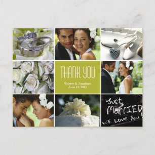 Wedding Collage Thank You Postcard - Chartreuse