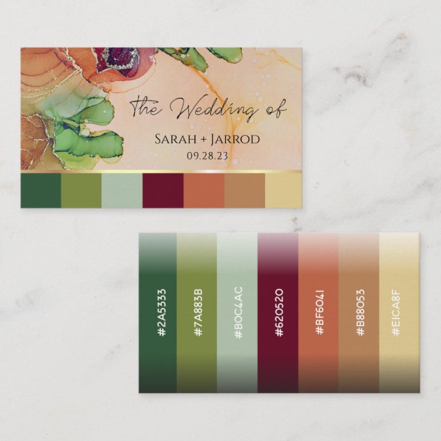 Wedding Colour Card Rustic Terracotta Floral  (Front/Back)
