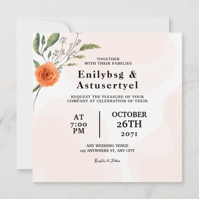 Wedding Colour Flower Card Invitation Design  (Front)