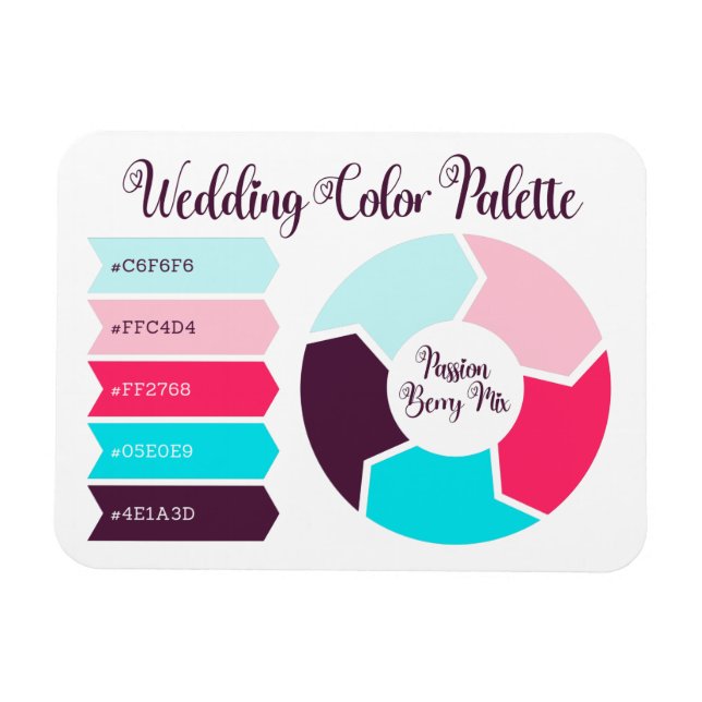 Wedding Colour Palette Card with Hex Colour Codes  Magnet (Horizontal)