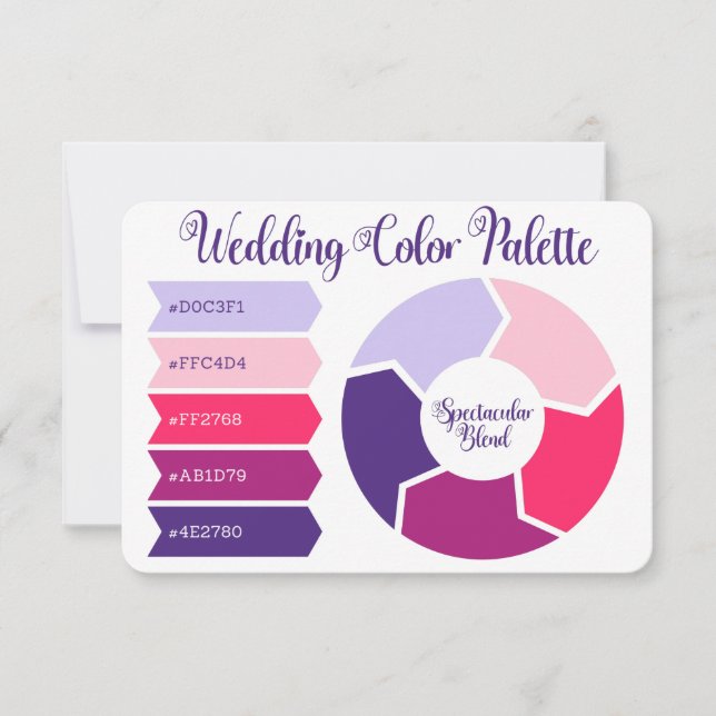 Wedding Colour Pink & Purple Palette Hex Code Card (Front)