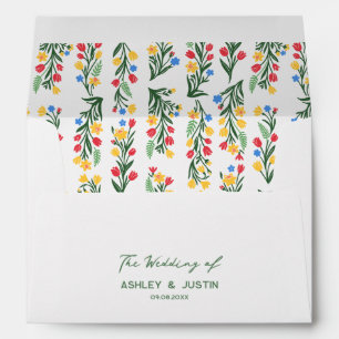 Wedding Colourful Wildflower Invitation Custom Envelope