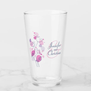 Wedding confetti petals custom names blue pink glass