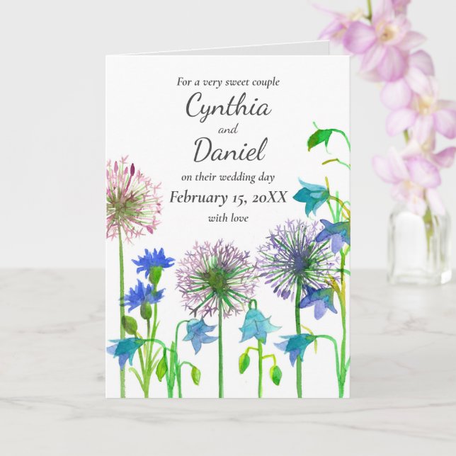 Wedding Congratulations Bride Groom Personalised Card (Orchid)