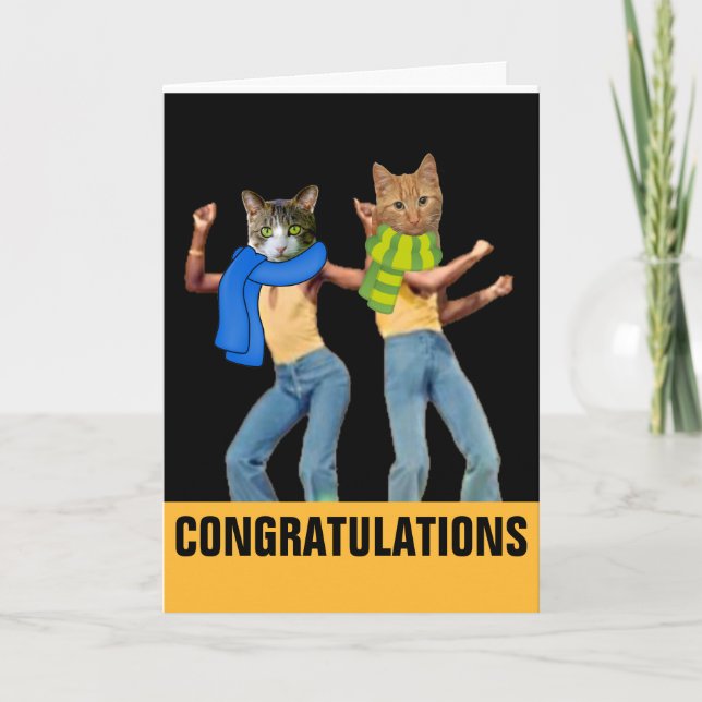 WEDDING CONGRATULATIONS CAT FUNNY CARDS (Front)