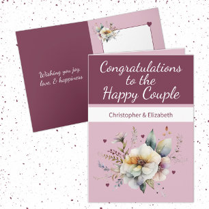 Wedding Congratulations couple floral pink Card