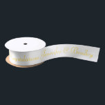 Wedding Congratulations Gold Name Personalised Satin Ribbon<br><div class="desc">Wedding Congratulations Gold Name Personalised Ribbon features a "Congratulations (your personalised names)" in elegant gold calligraphy script on a white background. Personalised by editing the text in the text boxes. Perfect for engagements,  weddings and anniversaries. Created by Evco Studio www.zazzle.com/store/evcostudio</div>