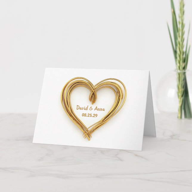 Wedding Congratulations Gold Wire Heart  Card (Front)