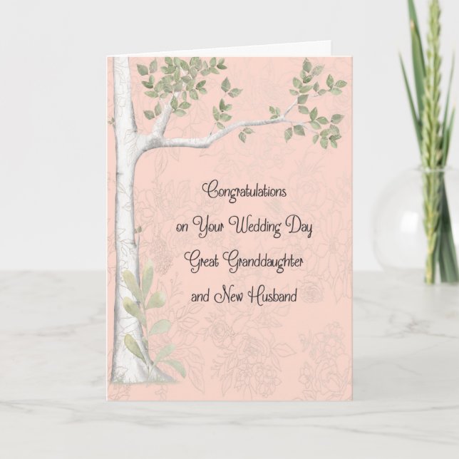 Wedding Congratulations Great GranddaughterHusband Card (Front)