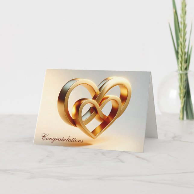 Wedding Congratulations Hearts and Infinity Symbol Card (Front)