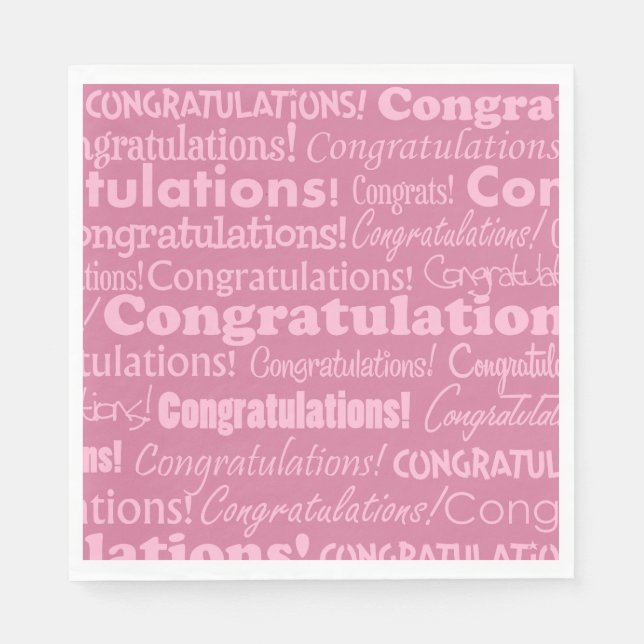 Wedding Congratulations In Pink Napkins (Front)