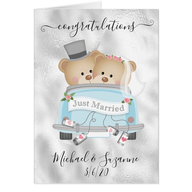  Wedding Congratulations Just Married Bears  (Front)