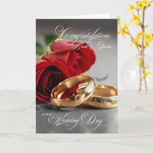 Wedding Congratulations Roses and Rings Card