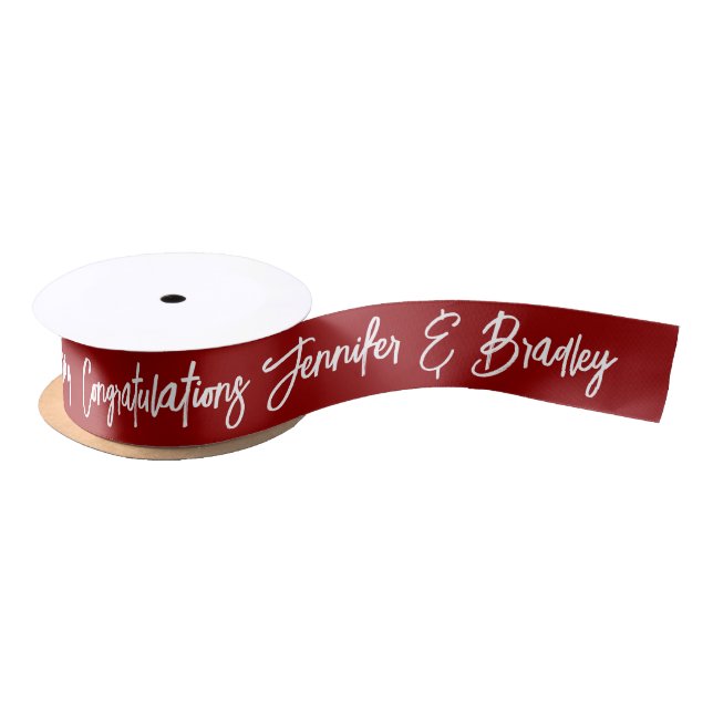 Wedding Congratulations Script Personalised Name Satin Ribbon (Spool)