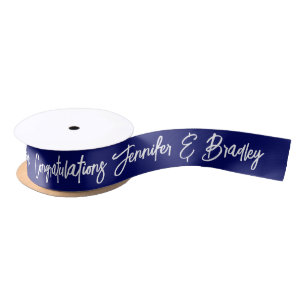 Wedding Congratulations Script Personalised Name Satin Ribbon