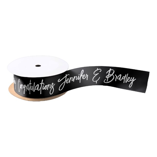 Wedding Congratulations Script Personalised Name Satin Ribbon (Spool)