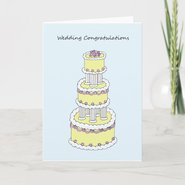 Wedding Congratulations Stylish Cake Card (Front)