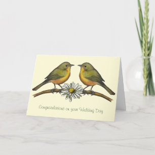 Wedding Congratulations: Two Birds, Daisy: Art Card