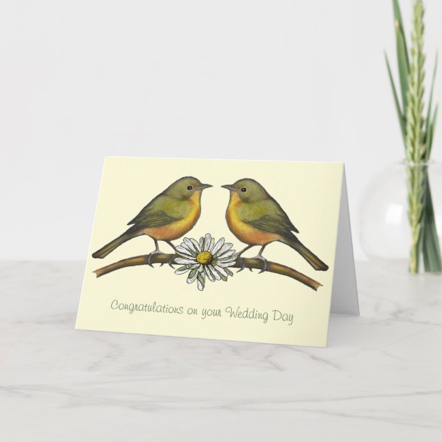 Wedding Congratulations: Two Birds, Daisy: Art Card (Front)