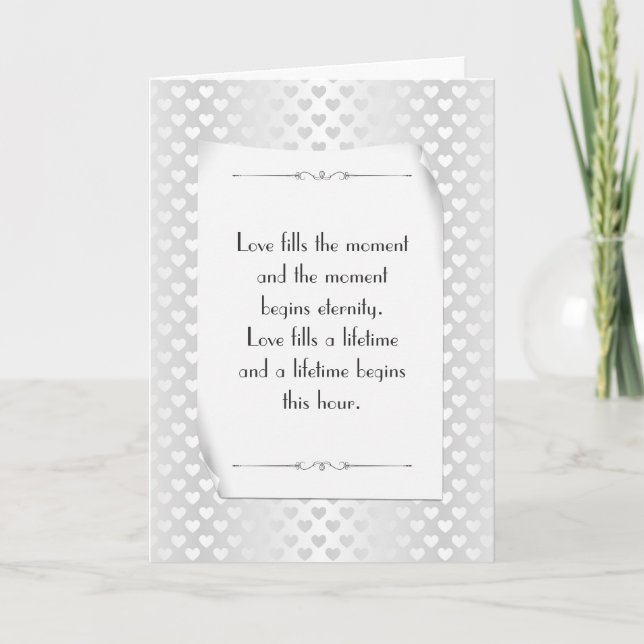 Wedding Congratulations with Hearts on Satin Card (Front)