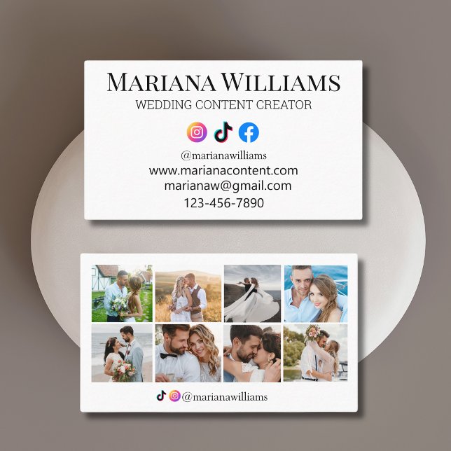 WEDDING CONTENT CREATOR 8 photos collage Business Card (Creator Uploaded)