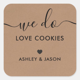 Wedding Cookie Favour Tag, We Do Love Cookies Square Sticker