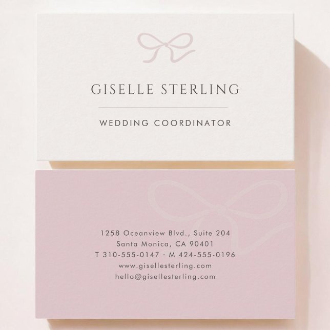 Wedding Coordinator Pink Bow Business Card (Creator Uploaded)