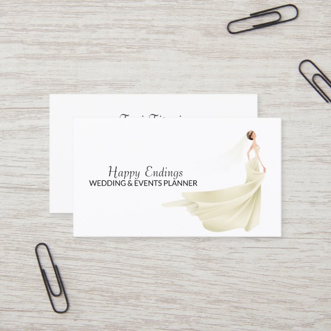 Wedding Coordinator White Minimalist Business Card (Front/Back In Situ)