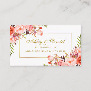 Wedding Coral Gold Registry Insert Card