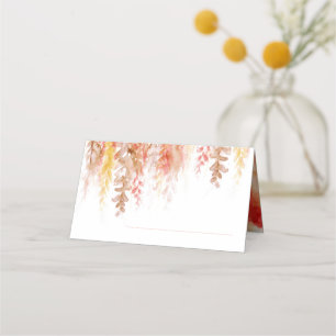 Wedding coral orange pink flower cascade place card