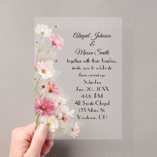 Wedding Cosmos Floral Border Acrylic Invitations