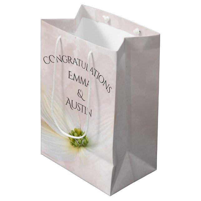 Wedding Cosmos Flower On Pink   Medium Gift Bag (Front Angled)