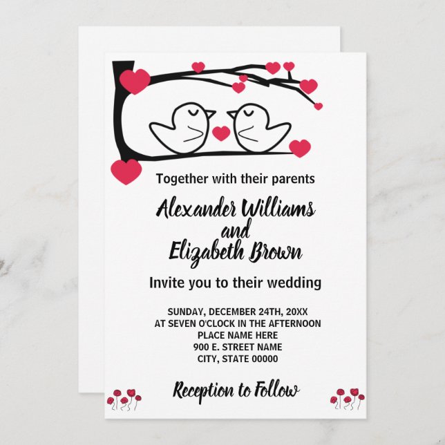 Wedding Country Chic Love Bird Invitation (Front/Back)