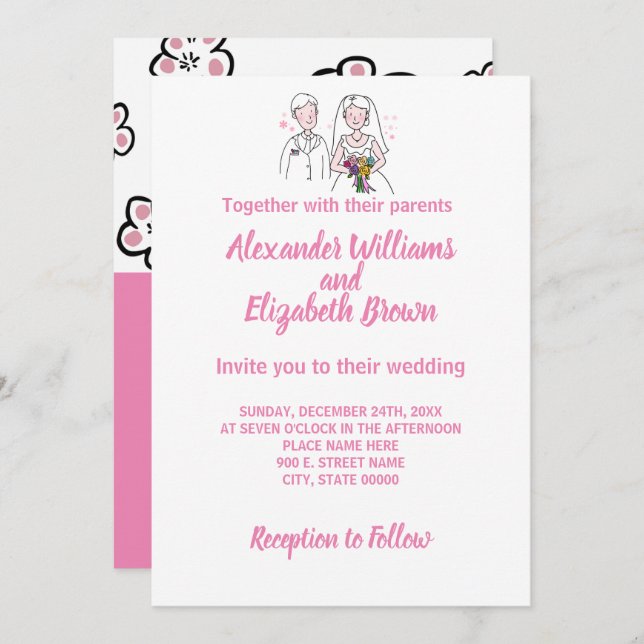 Wedding Country Chic Pink Love Invitation (Front/Back)