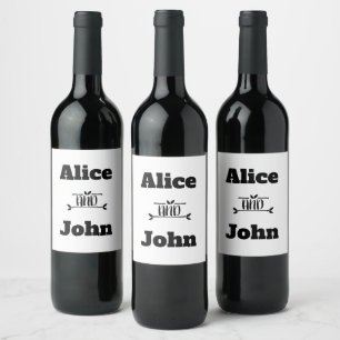 Wedding Couple Black White Food & Beverage Labels