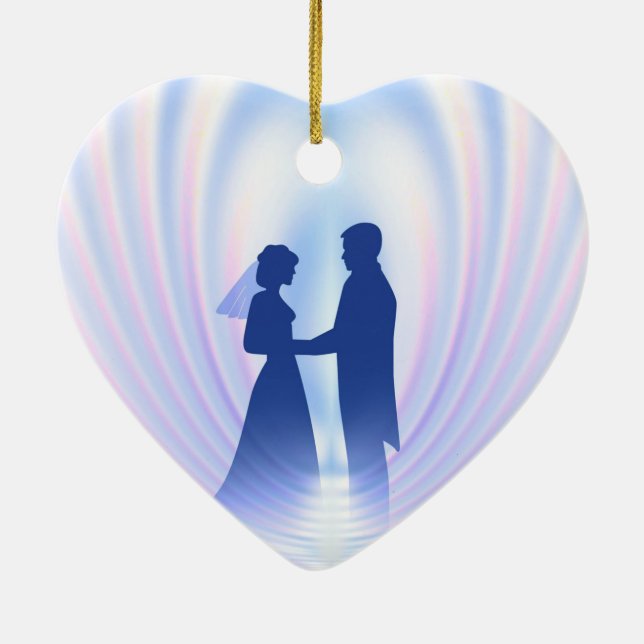 Wedding Couple Ceramic Tree Decoration (Back)