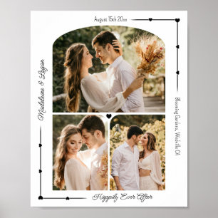 Wedding Couple Custom Photo Collage Modern Hearts Poster