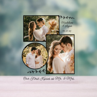Wedding Couple Custom Photo Collage Mr Mrs Kisses Acrylic Sign