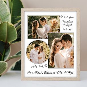 Wedding Couple Custom Photo Collage Mr Mrs Kisses Poster