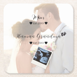 Wedding Couple Custom Photo  Square Paper Coaster