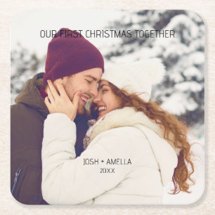 Wedding Couple Custom Photo  Square Paper Coaster