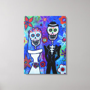 Wedding Couple Dia de los Muertos Canvas Print