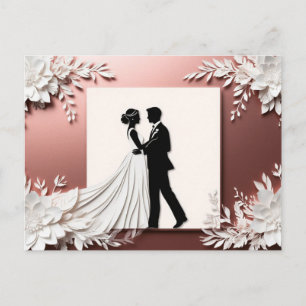 Wedding Couple Embrace With Romantic Floral Accent Postcard