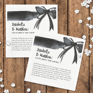 Wedding Couple Facts Trendy Bow Black and White  Napkin