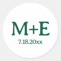 Wedding Couple Green Initials & Date